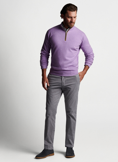 Custom Logo Winter Plain Artisan Crafted Cashmere Flex Quarter Zip Neck Purple Golf Pullover Men's Sweaters