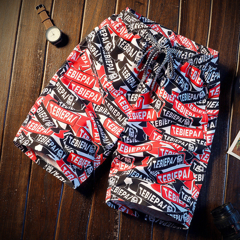 Customized men's shorts made of polyester with logo prints, which are hot-selling in summer and fashionable for holidays and leisure on the beach
