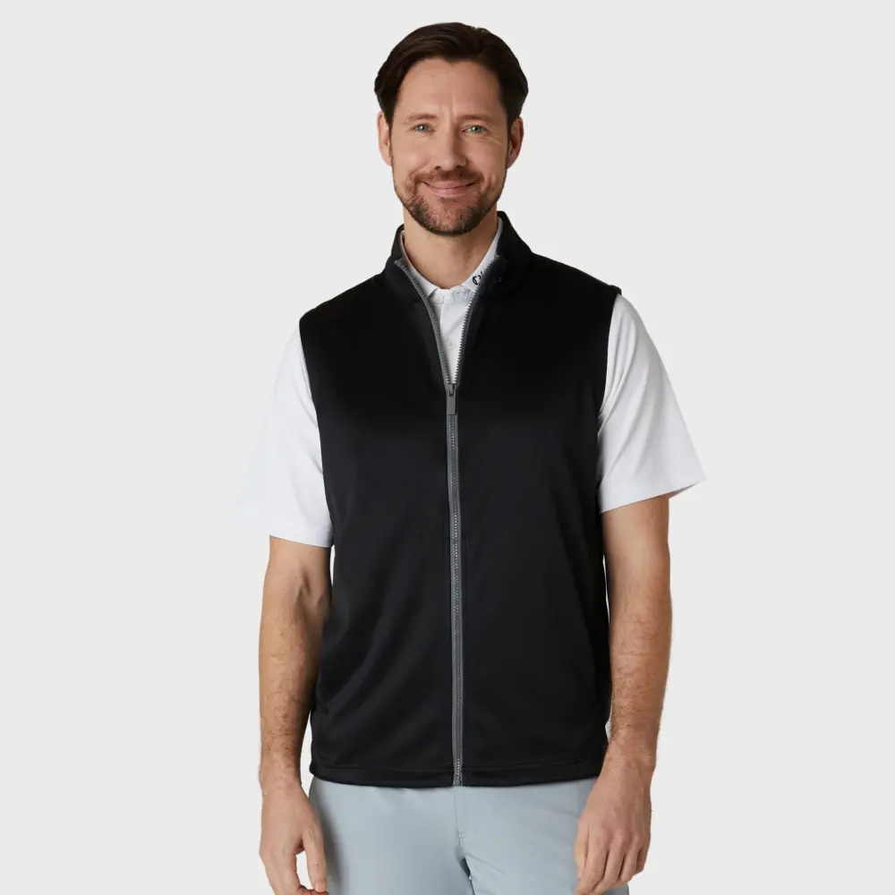 ODM customized men's polyester full-zip golf vests, high-quality breathable wool jackets, suitable for casual and outdoor use