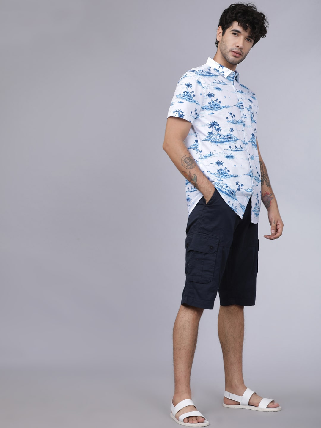 Custom Logo Design Men's Hawaiian Shirt Short Sleeves Coconut Printed Button Down Summer Beach Casual Shirts