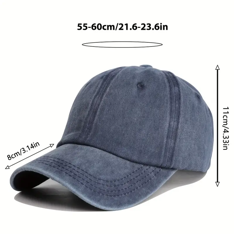 Custom logo retro cotton adjustable unstructured hats, solid-color washed sports baseball caps