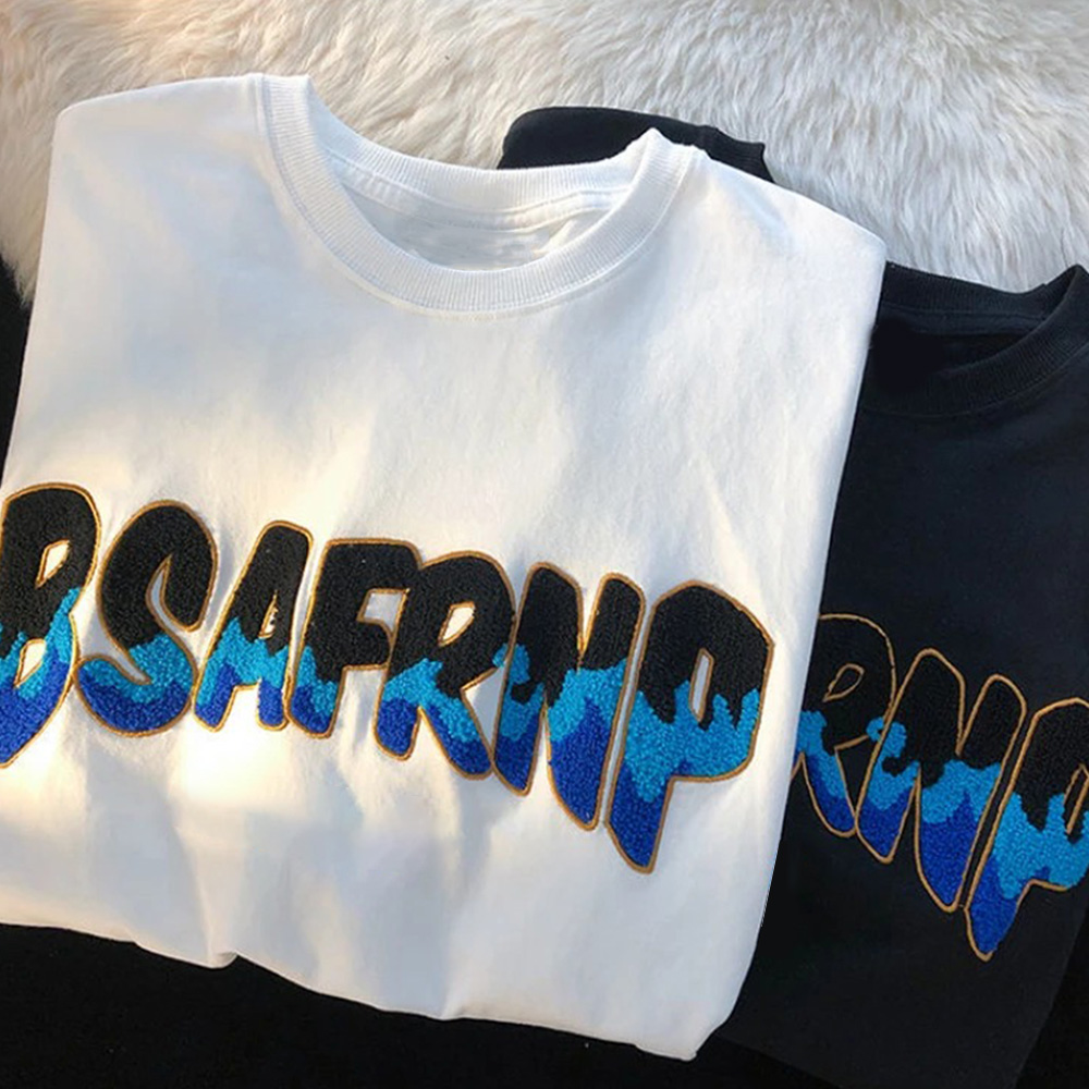 Summer Custom 100% Cotton Heavy Embroidered T-Shirt Sporty Men's and Women's Colorful Towel Design
