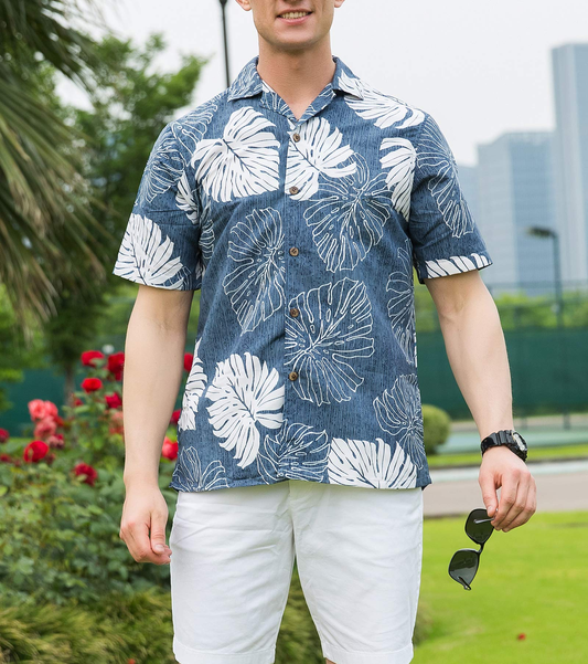 Vacation Plus Size Casual Men's Summer Print Short Sleeve Linen Print Button up Hawaiian Shirts for Men