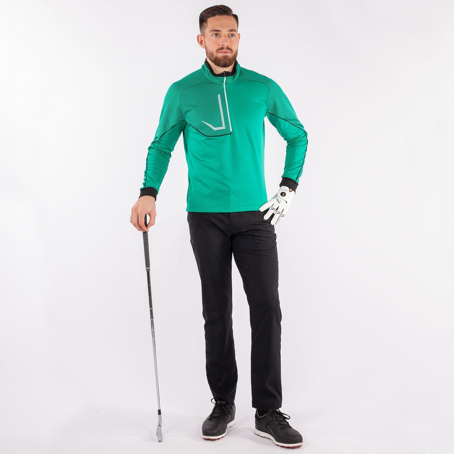 Custom Men's Performance Quarter Zip Neck Golf Pullover Sweatshirt Quick Dry Active Lightweight Green Hoodies Sweatshirts