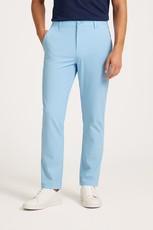 Light Blue Trousers with Contrast - Colored Waistband