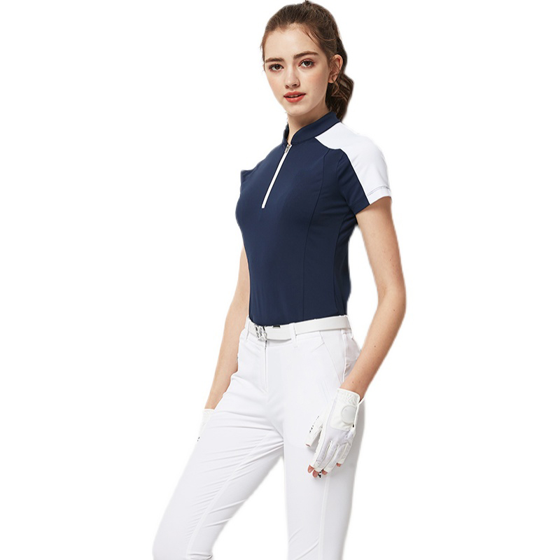 Custom Logo Summer Quarter Zip Golf Pullover Sweatshirt Women Slim Fashionable Design Breathable Knitted Fabric Quick Dry Print