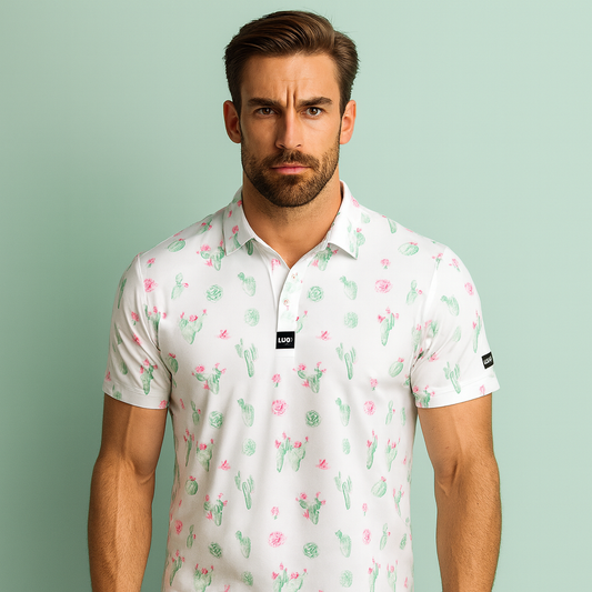 Men's Slim Fit Quick Dry Golf for Polo Shirts Breathable Moisture Wicking Knit Tshirts with Custom Embroidered Allover Printing