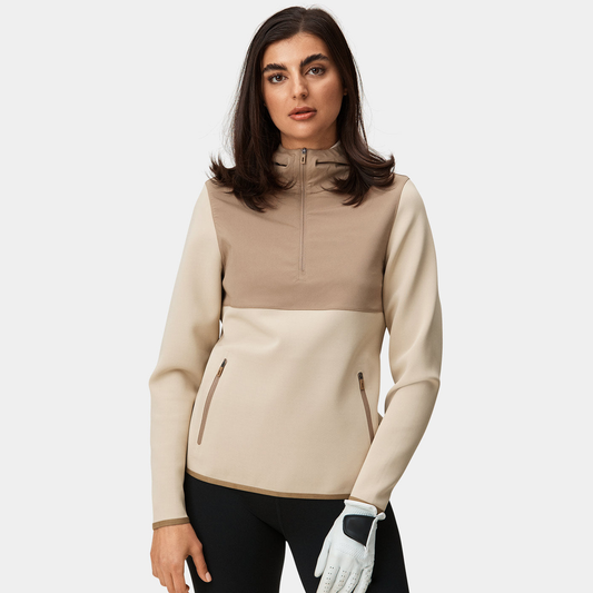 Custom High Quality Long Sleeve Patchwork Golf Quarter Zip Ladies Embroidery Pullover Women s Hoodies Sweatshirts
