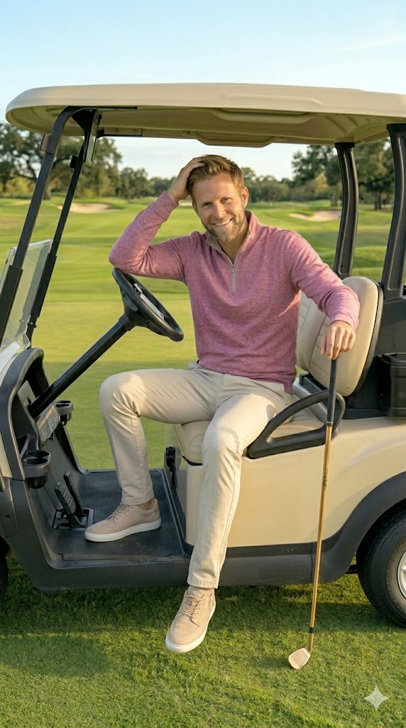 Dusty Rose Quarter-Zip Golf Pullover