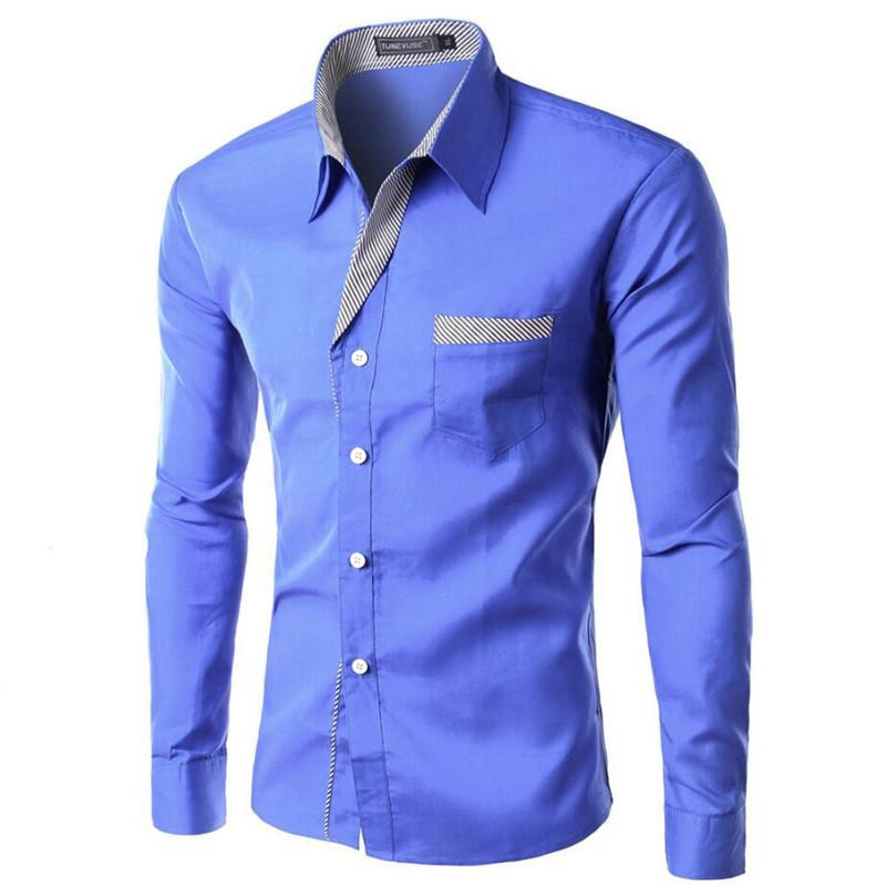 Men Dress Shirt Long Sleeve Slim Brand Man Shirts Designer High Quality Solid Male Clothing Fit Business Shirts