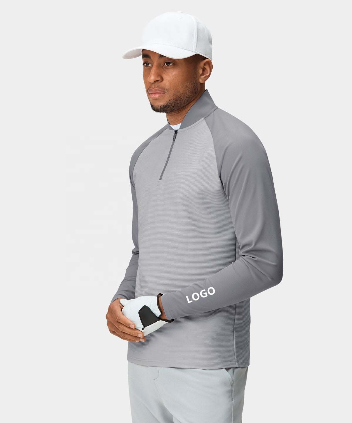 Custom Logo Casual Sport Golf Long Sleeve Quick Dry 1/4 Quarter Zip Neck Hoodie Pullovers Sweatshirts for Men