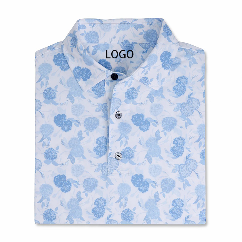 Vintage High Quality Custom Floral Printing Golf Sublimation Neck Shirts 100% Polyester Men Performance Polo T Shirt Manufacture
