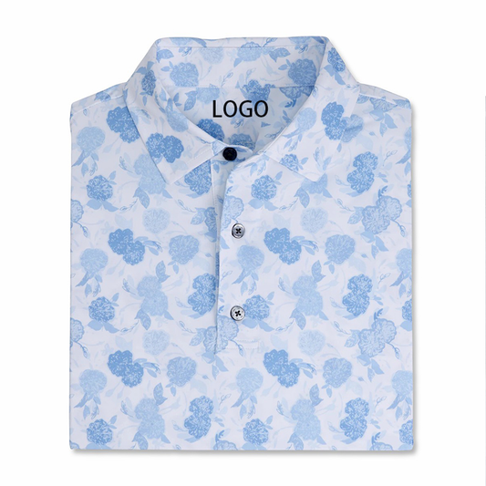 Vintage High Quality Custom Floral Printing Golf Sublimation Neck Shirts 100% Polyester Men Performance Polo T Shirt Manufacture