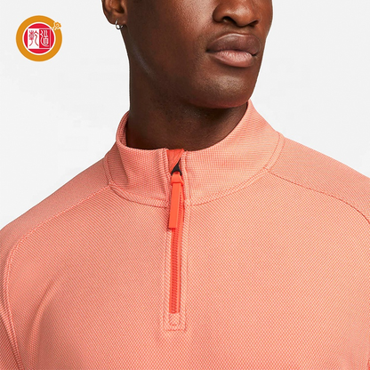 Custom Logo Men's Outdoor Sports Half Zip Pullover Golf Knitted Sweatshirt Autumn Stand Patchwork Sherpa Jumper Embroidered