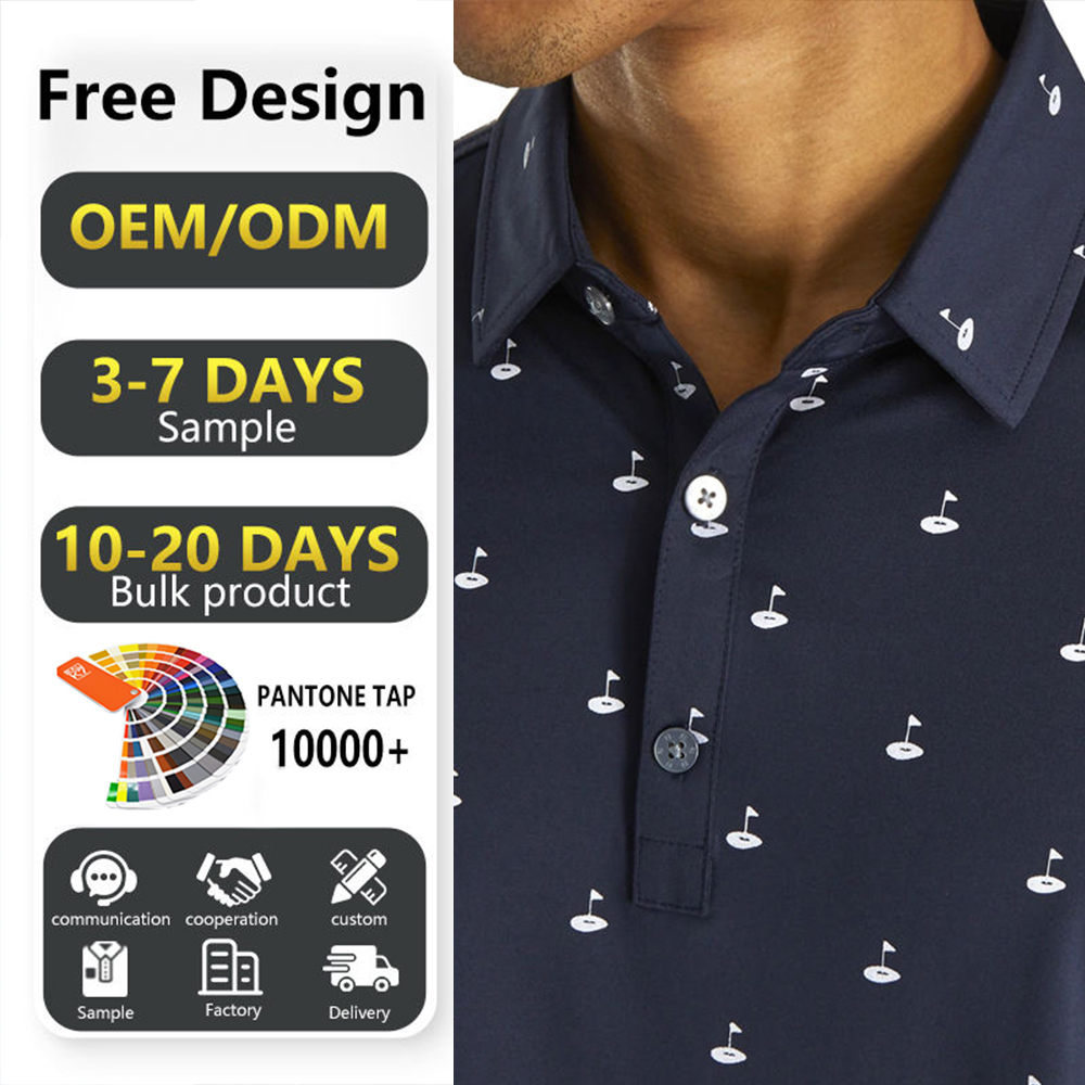 OEM Spandex Polyester Golf Shirts Custom crest Embroidered logo Luxury 4 Way Stretch Casual Golf Polo Shirt for Men