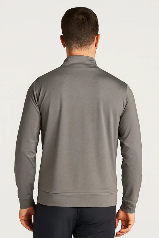 Bulk Custom Men's Grey - toned Half - Chest Zipper Stand - Collar Casual Sweatshirt with Logo Embroidery - Manufacturer Qiandao