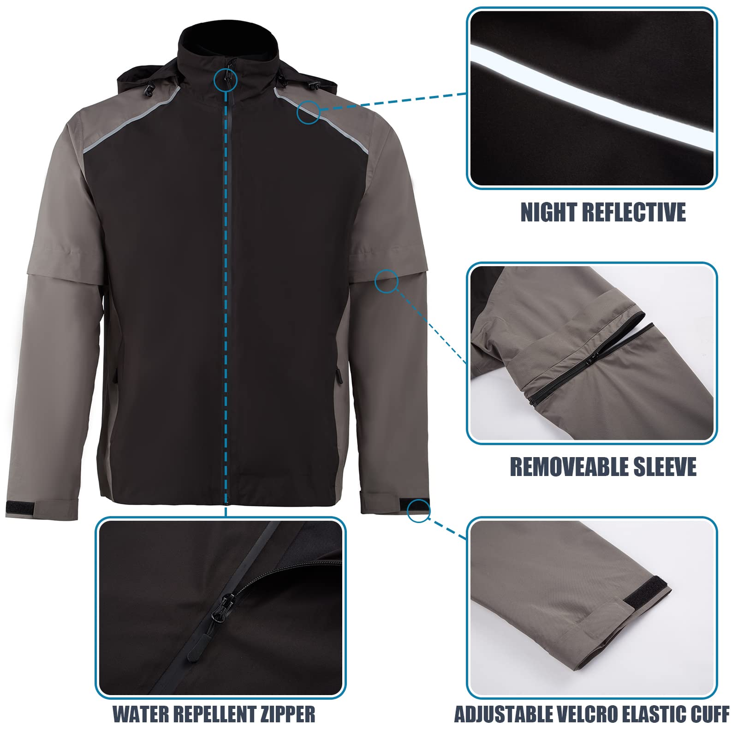 Custom 4-Way Stretch Rain Waterproof Lightweight Track Running Hiking Cycling Fishing Travel Golf Windbreaker Jackets for Men