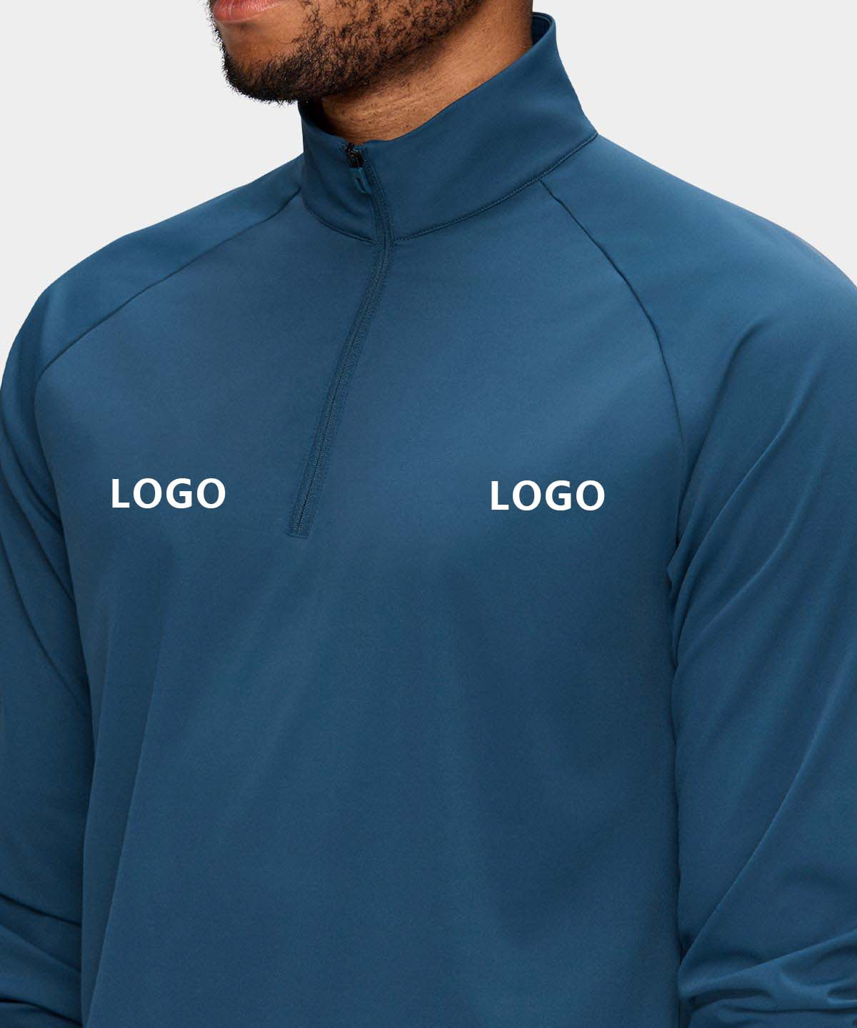 Custom Logo Print Luxury Long Sleeve 1/4 Quarter Zip Collar Fitness Sport Golf Pullover Hoodies Sweatshirts for Men