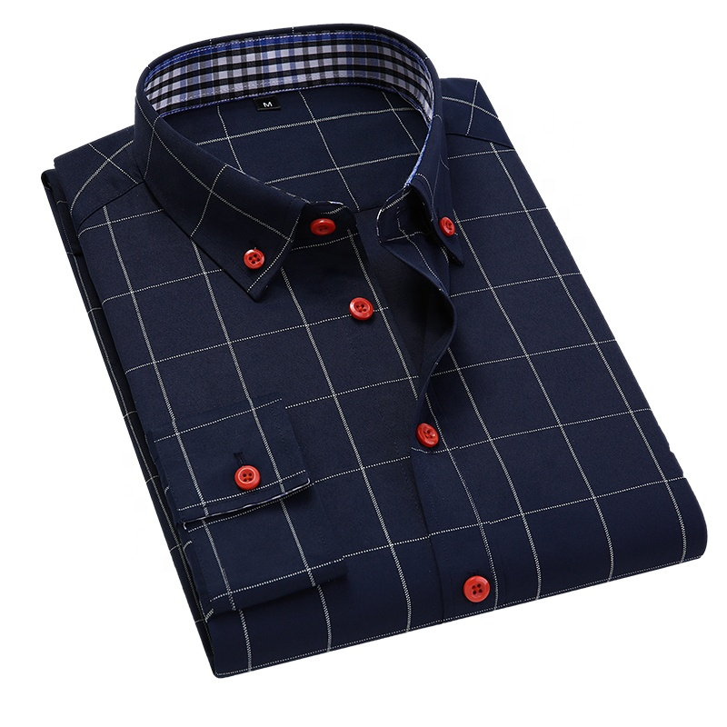 Wholesale Custom Designer 2025 New Men's Business Casual Plaid Shirt Fashion Classic Style Slim Long Sleeve Shirt