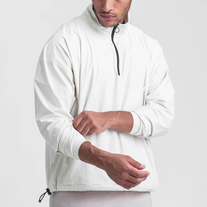 Custom Logo Men's Casual Street Wear Sport Short Waterproof Sweatshirt Adjustable 1/4 Zip Hem Drawstring XS Plain Dyed Print