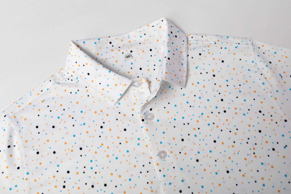 Antimicrobial Polo Shirt with Colorful Polka Dot Print and Quick-Dry Technology