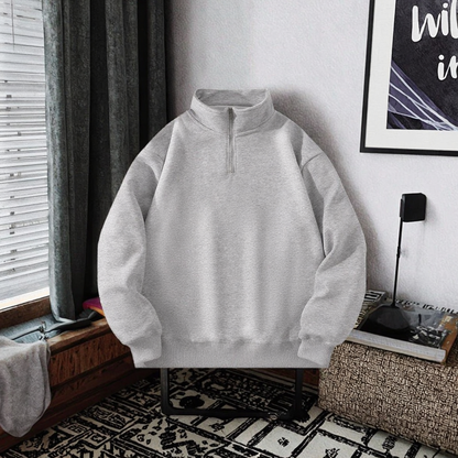 Men's High Quality Custom Cotton Half Zip Neck Crew Sweatshirt Fashion Embroidery Stand Collar Jumper Loose Fit Winter Style
