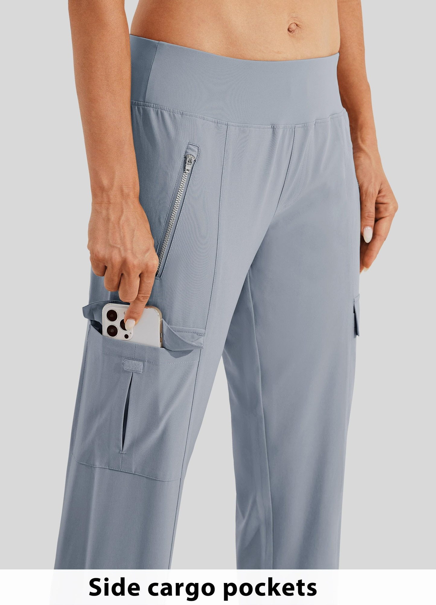 Women's lightweight golf pants with quick-drying and waterproof functions, customized logos, high-waisted, loose-fitting, sporty work pants with travel pockets