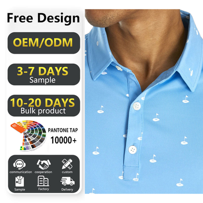 OEM Spandex Polyester Golf Shirts Custom crest Embroidered logo Luxury 4 Way Stretch Casual Golf Polo Shirt for Men