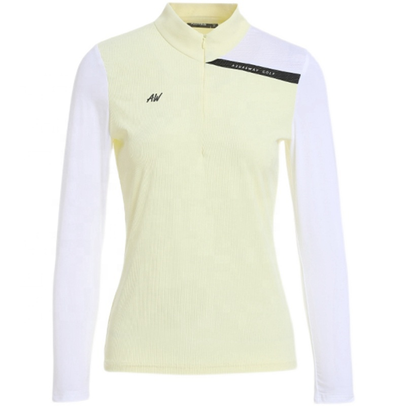 Custom Design Women Zip Stand Collar Top Slim Fit Lady Manufacturer Apparel Embroidered Logo Golf Wear Polo Shirts for Women
