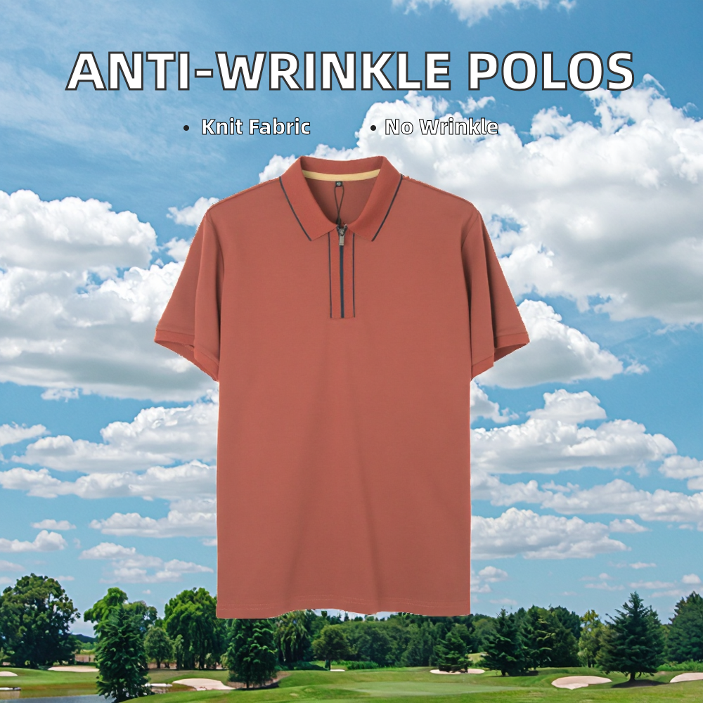 High Quality Anti-Wrinkle Customized Logo Knitted Sports Clothing Design Quarter Zip Polo Shirts for Men