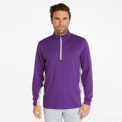 Custom Tillandsia Purple Plain Dyed Solid Sport High Quality 1/4 Quarter Zip Pullover Golf Sweatshirts for Men