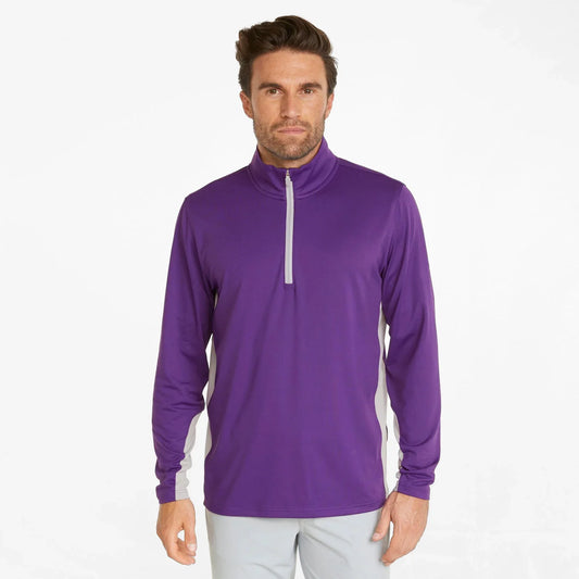 Bulk Custom Custom Tillandsia Purple Plain Dyed Solid Sport High Quality 1/4 Quarter Zip Pullover Golf Sweatshirts for Men with Logo Embroidery - Manufacturer Qiandao