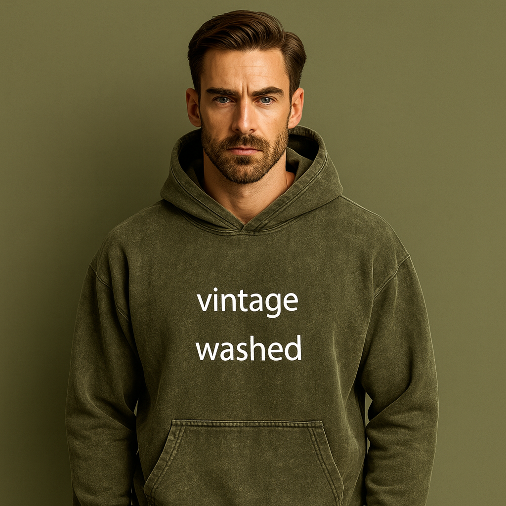 Custom High Quality Jersey 100% Cotton Denim Lightweight Anti-Shrink Screen Printed Mens Vintage Acid Wash Hoodie
