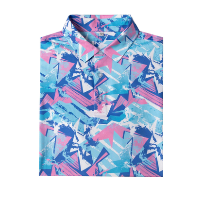 Colorful Geometric Polo Shirt - Antimicrobial Quick-Dry Slim Fit for Ultimate Comfort