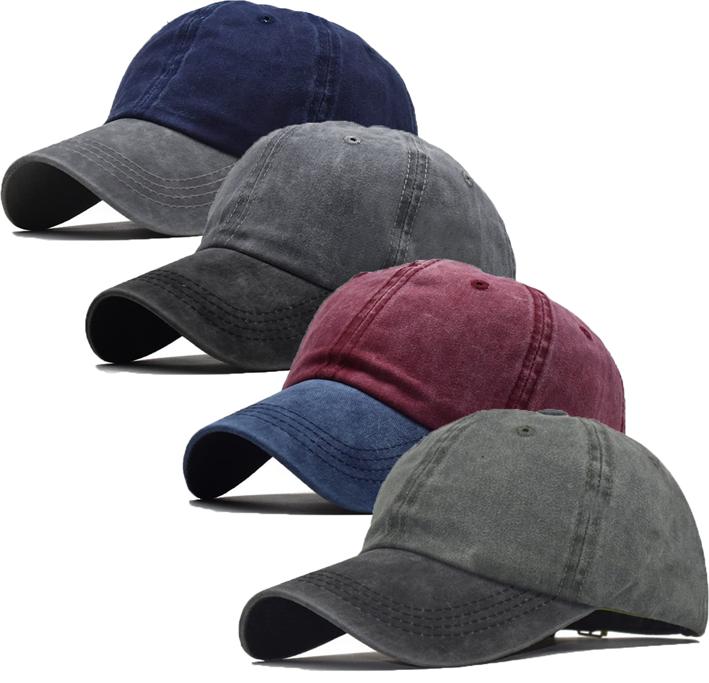 Custom factory-designed sets of 4 sports hats, running and fitness golf hats with custom logos, men's baseball hats