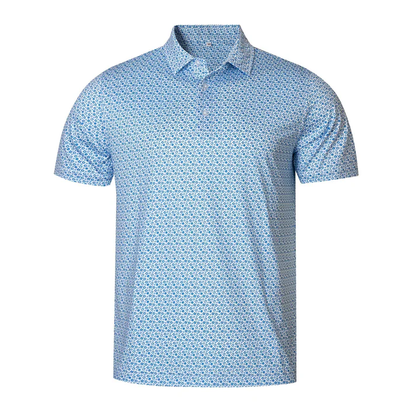 Antimicrobial Quick Dry Polo Shirt with Small Star Pattern in Slim Fit