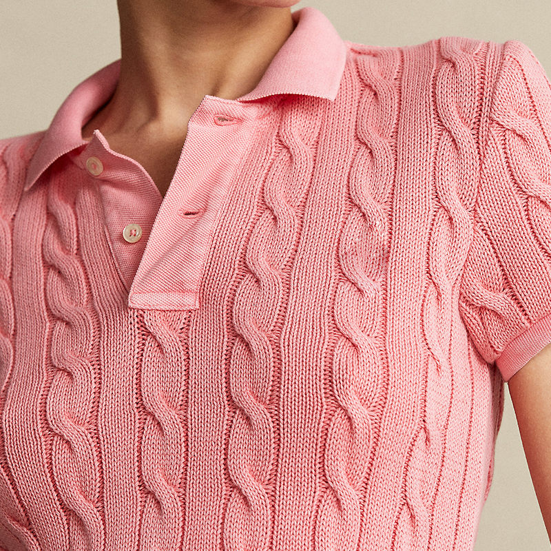 Summer Women Casual Knitted Top Button Placket Plain Dyed Short Sleeve Sweater Polo Shirts