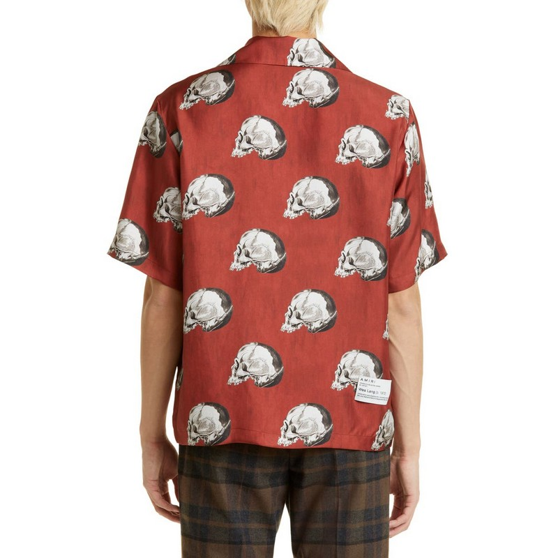 Custom Print Lang Skull Hawaiian Silk Bowling Shirt All-Over Logo Quick Dry Anti-Shrink Western Button Shirt