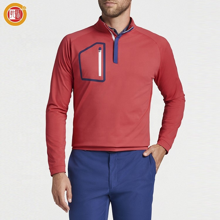 Custom 2025 High Quality Golf Clothing Men With Pocket Half Quarter 1/4 Zip Neck Pullover Sweatshirt