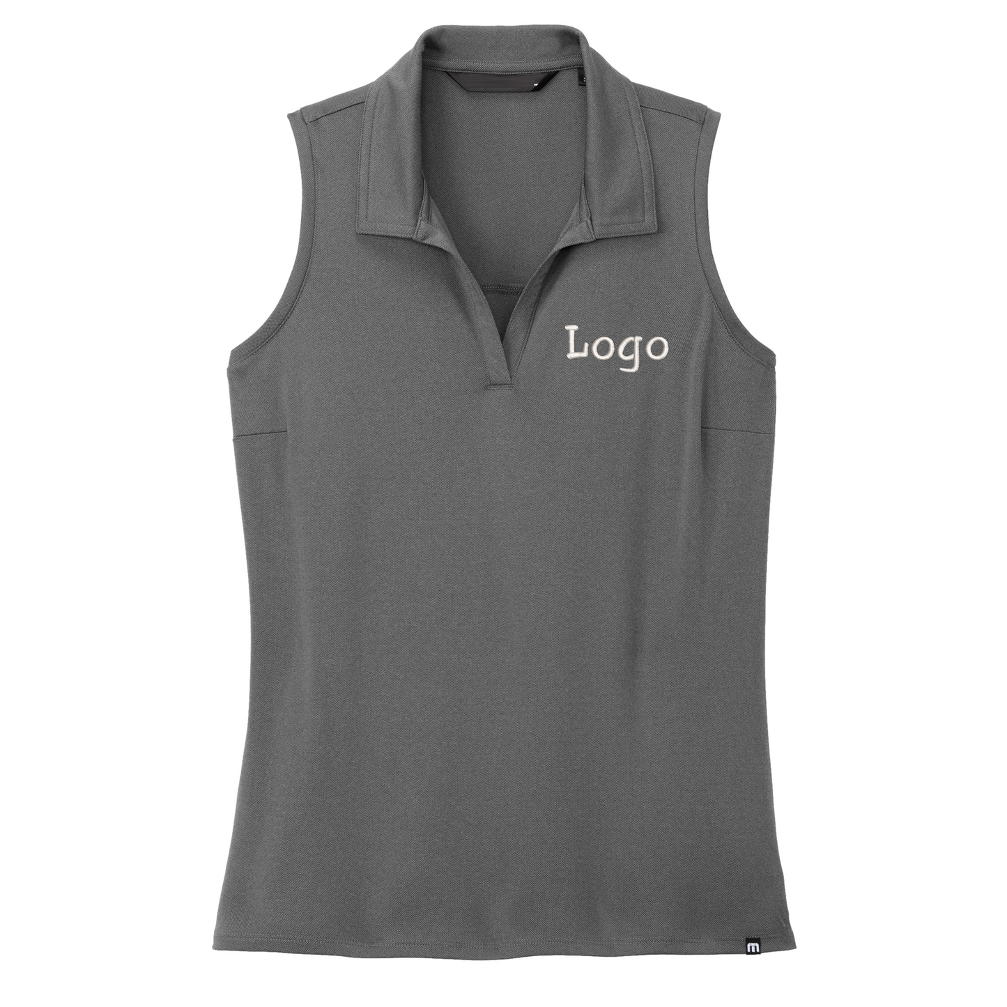 Custom logo Embroidered High Quality Stretch Elastic High Quality V-neck Womens Top Polyester Sleeveless Golf Polo Shirt