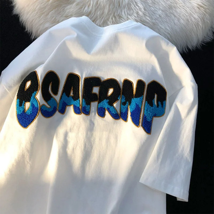 Summer Custom 100% Cotton Heavy Embroidered T-Shirt Sporty Men's and Women's Colorful Towel Design
