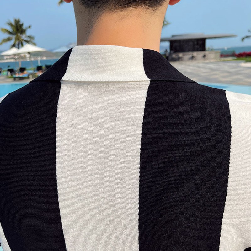 Fashion Short Sleeved Striped Anti Bacterial Comfortable Durable Extension High Quality Men Shirt