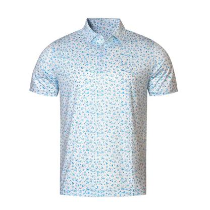 Blue Splatter Polo Shirt - Antimicrobial Quick Dry Slim Fit for Men