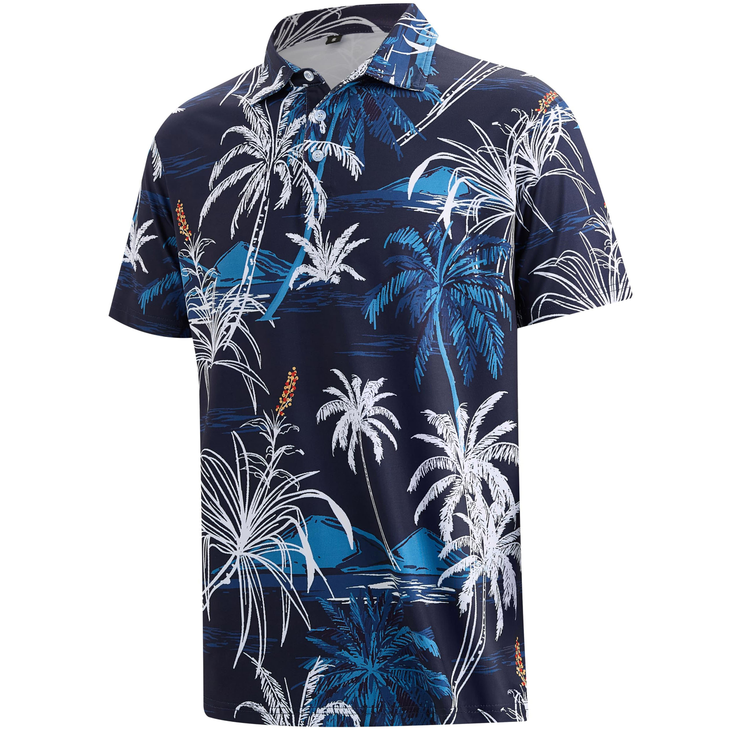 Custom Logo 88% Polyester 12% Spandex Short Sleeve Moisture Wicking Fashion Print Hawaiian Golf Polo Shirts