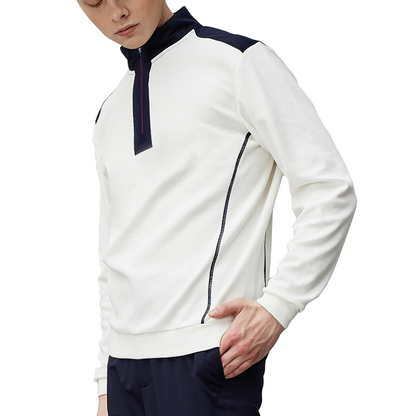 Custom Male Breathable 1/4 Zip Neck Golf Long Sleeves Stand Collar Sweatshirt Sport Wear Golf Pullover