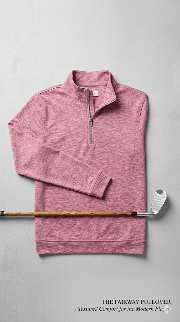 Dusty Rose Quarter-Zip Golf Pullover