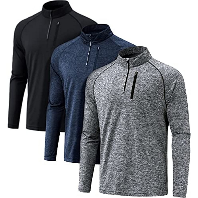 OEM Custom 95% Polyester 5% Spandex Dry-Fit Long Sleeve Outdoor Quarter Zip Pullover 95% Polyester 5% Spandex Tricot Winter