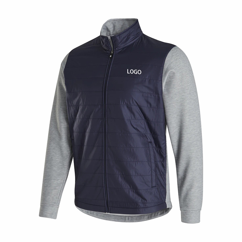 Custom 2022 Winter Men Full Zip Hybrid Windproof Soft Shell Quilted Golf Jacket