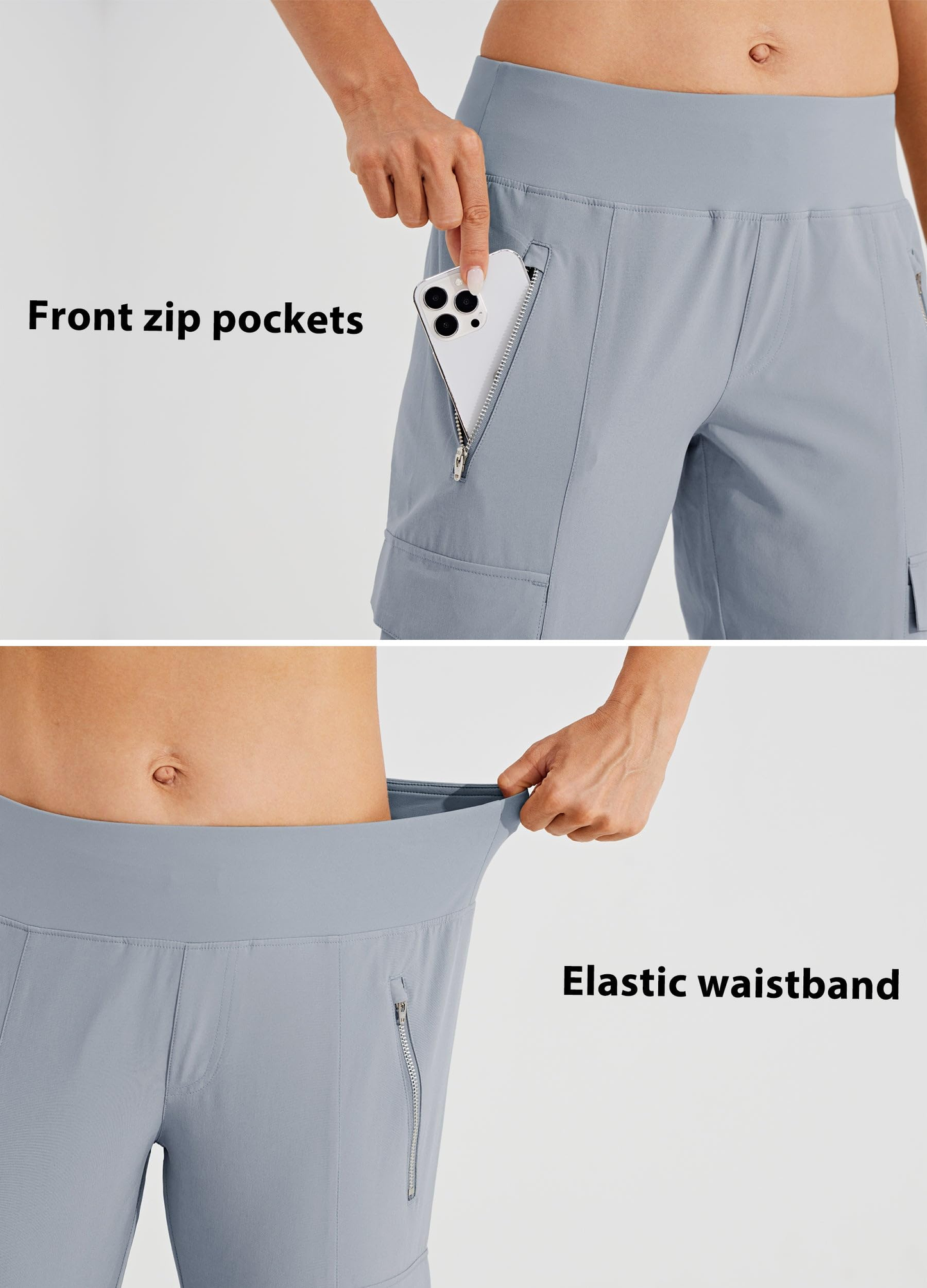 Women's lightweight golf pants with quick-drying and waterproof functions, customized logos, high-waisted, loose-fitting, sporty work pants with travel pockets