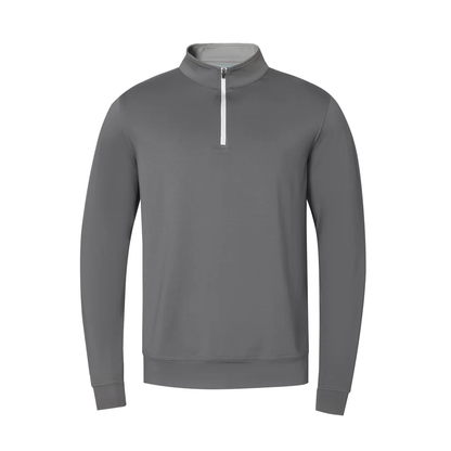 Men's Grey - toned Half - Chest Zipper Stand - Collar Casual Sweatshirt